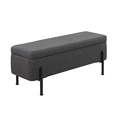 LumiSource Daniella Fabric Storage Bench, Charcoal/Black