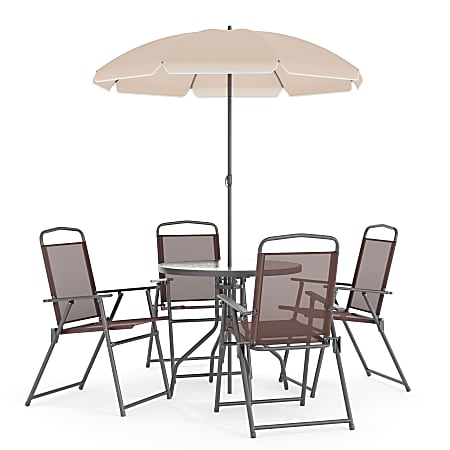 Flash Furniture Nantucket 6-Piece Patio Garden Set, Brown