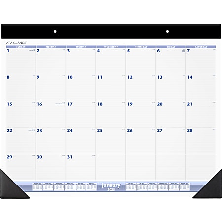 AT-A-GLANCE 2023 RY Monthly Desk Pad Calendar, Blue/Gray, Large, 24" x 19"