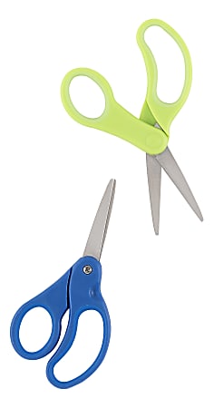 Office Depot Brand Kids Scissors 5 Handles Pointed Tip Assorted Colors Pack  Of 2 Scissors - Office Depot