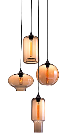 Zuo Modern Lambie Ceiling Lamp, 19-7/10"W, Amber Glass