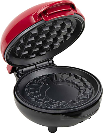 Nostalgia MyMini Personal Electric Waffle Maker, 3-3/4”H x 6-1/2”W x 5-1/4”D, Maroon Turkey