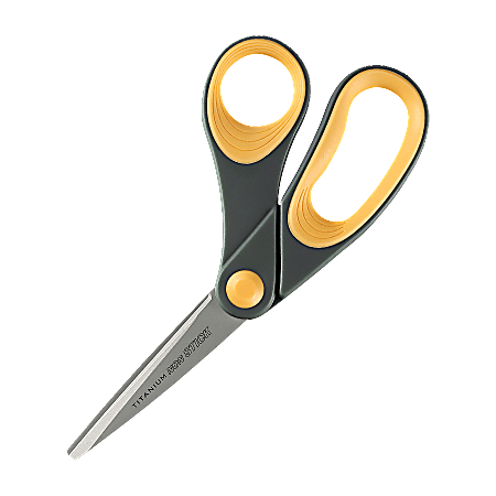 Westcott® Titanium Bonded Non-Stick Scissors, 8", Bent, Gray/Yellow