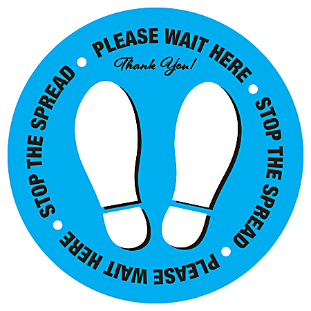 Alliance Stop The Spread Social Distancing Floor Decals, 12" Round, Blue, Pack Of 25 Decals
