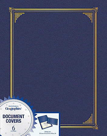 Geographics® Award Certificate Gold Design Covers, Letter Size (8 1/2" x 11"), 30% Recycled, Metallic Blue, Pack Of 6