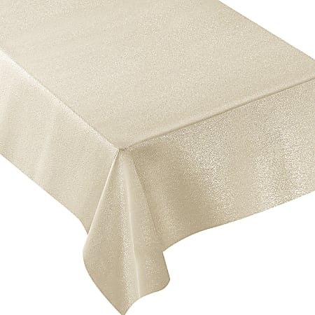 Amscan Metallic Fabric Table Cover, 60" x 104", Vanilla Crème