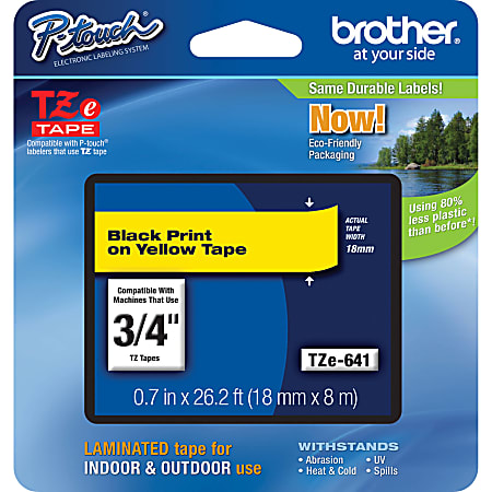 Brother® TZe-641 Black-On-Yellow Tape, 0.75" x 26.2'