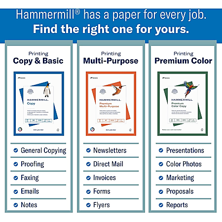 Hammermill Color Copy Cover Paper, Ledger Size (11 x 17), 100 (U.S.)  Brightness, 60 Lb, Photo White, Ream Of 250 Sheets