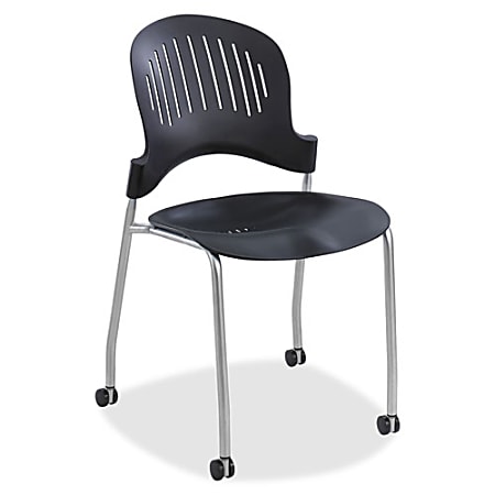 Safco® Zippi Stack Chair, Silver/Black, Set Of 2