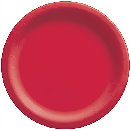 Amscan Round Paper Plates, 8-1/2”, Apple Red, Pack