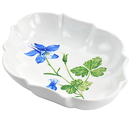 Martha Stewart Botanical Garden Fine Ceramic Serving Platter, 13”, White