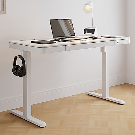 Realspace&reg; 47&rdquo; Vetra Electric Height-Adjustable Standing Desk, White, BIFMA Compliant