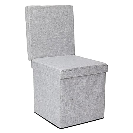 Dormify Carter Collapsible Storage Ottoman Chair, Charcoal Gray