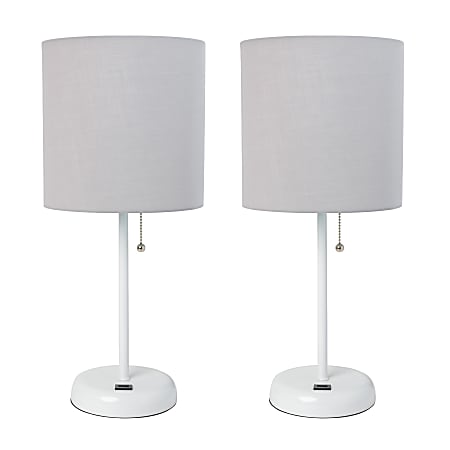 LimeLights Stick Lamps, 19-1/2"H, Gray Shade/White Base, Set Of 2 Lamps