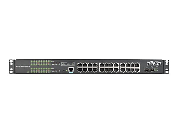 Tripp Lite 24-Port Gigabit Ethernet Switch L2 Managed PoE+ w/ 12-Outlet PDU - 24 Ports - Manageable - 2 x Expansion Slots - 1000Base-X, 10/100/1000Base-T - Modular - 24 x Network, 2 x Expansion Slot