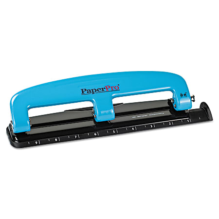 PaperPro 12-Sheet Compact 3-Hole Punch with Rubber Base, Blue/Black