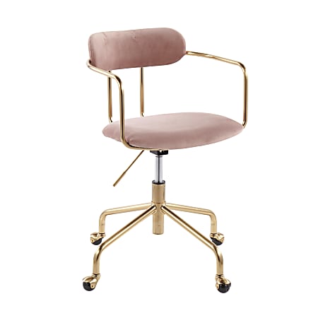 LumiSource Demi Mid-Back Office Chair, Gold/Pink