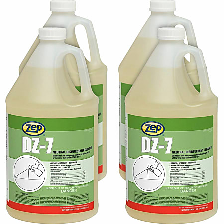 Zep Commercial DZ-7 Neutral Disinfectant Cleaner - 128 fl oz (4 quart) - Neutral Scent - 1 Each - Virucidal, Bactericide, Fungicide, Mildewstatic, pH Neutral, Phosphate-free, Butyl-free, APE-free - Yellow