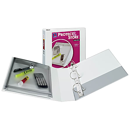 Avery® Protect & Store™ View Binder With EZ-Turn™ Rings, 8 1/2" x 11", 2" Rings, 36% Recycled, White