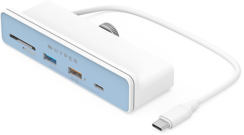 Targus® Sanho HyperDrive 6-in-1 USB-C Hub for iMac 24″, 1.03"H x 1.57"W x 4.72"D, White, HD34A8