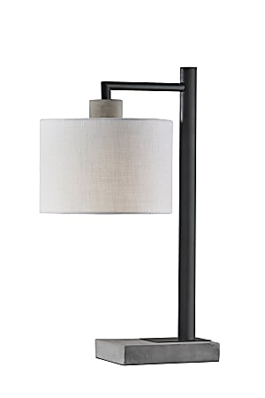 Adesso® Devin Table Lamp, 22-1/2"H, White Shade/Black And Gray Base