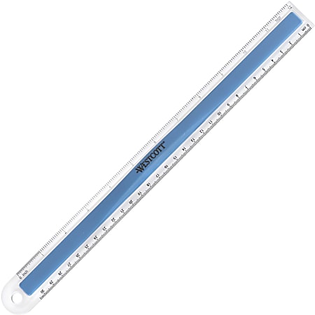 Westcott Plastic Fingertip Ruler - 12" Length - 1/16 Graduations - Metric Measuring System - Plastic, Rubber - 1 Each - Assorted