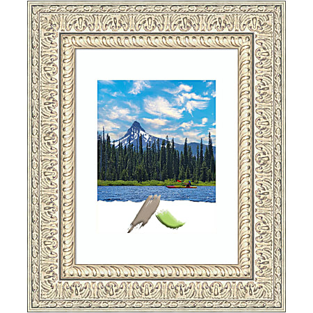 Amanti Art Rectangular Wood Picture Frame, 16” x 19” With Mat, Fair Baroque Cream
