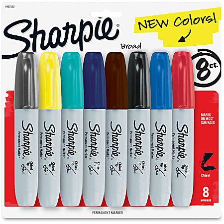 Sharpie Permanent Markers, Fine Tip, Assorted Colors, 8/Pack