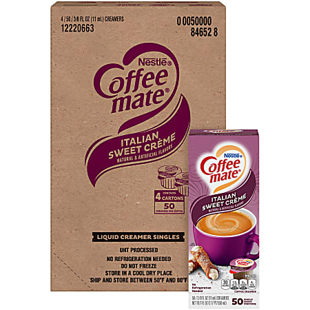 Nestlé® Coffee-mate® Liquid Creamer, Sweet Italian Crème Flavor, 0.37 Oz Single Serve x 200