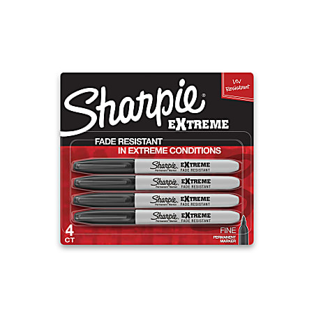 Sharpie® Extreme Permanent Markers, Fine Point, Black, Pack Of 4