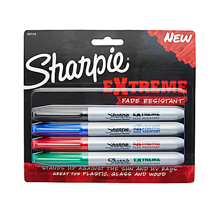 Sharpie® Extreme Permanent Markers, Fine Point, Assorted Colors, Pack Of 4