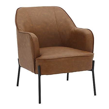 LumiSource Daniella Faux Leather Accent Chair, Camel/Black