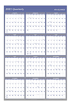 AT-A-GLANCE® Reversible Erasable Yearly Wall Calendar, 32" x 48", Blue, January to December 2021, A1152