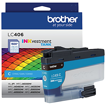 Brother LC406C Genuine Cyan Ink Cartridge - Office Depot