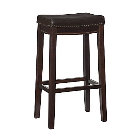Linon Walker Backless Faux Leather Bar Stool, Dark Brown/Brown