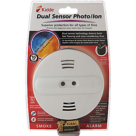 Kidde Dual-sensor Smoke Alarm - 9 V - Audible, Visual - White Kidde Dual-sensor Smoke Alarm - 9 V - Audible, Visual - White