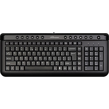Compucessory Slimline Multimedia Corded Keyboard - Black