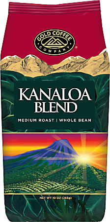 Gold Coffee Company Whole Bean Coffee, Kanaloa Blend, 10 Oz Per Bag