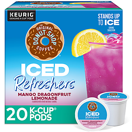 The Original Donut Shop Iced Refresher Keurig Single Serve K-Cup&reg; Pods, 12.6 Oz, Mango Dragonfruit Lemonade Flavor, Box Of 20 Pods