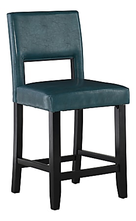 Linon Hendry Counter Stool, Black/Agean Blue
