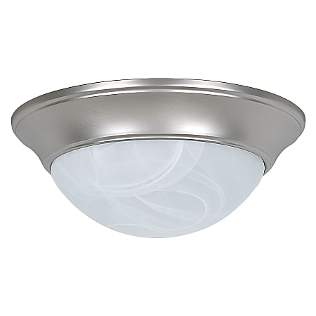 Luminance LED Round Flush Ceiling Mount Fixture, 12", 16 Watts, 3000K/Warm White, 1600 Lumen, Satin Nickel/Alabaster Glass