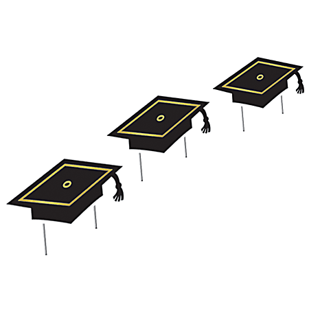 Amscan Small Graduation Cap Stakes 6-Piece Sets, Black, Pack Of 2 Sets