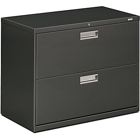 HON® 600 36"W x 18"D Lateral 2-Drawer File Cabinet With Lock, Charcoal