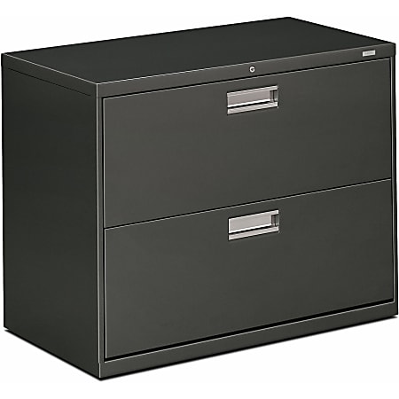 HON® 600 36"W x 18"D Lateral 2-Drawer File Cabinet With Lock, Charcoal
