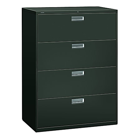 HON® 600 42"W Lateral 4-Drawer Standard File Cabinet With Lock, Metal, Charcoal