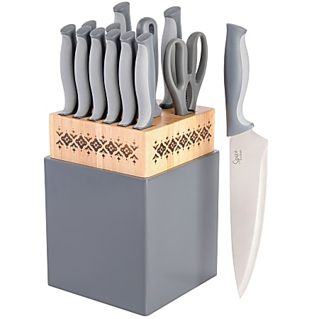Spice by Tia Mowry Savory Saffron 14-Piece Cutlery Set, Gray