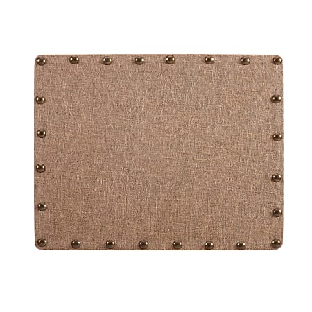 Linon Burke Burlap Nailhead Home Office Corkboard, 22" x 28", Brown/Antique Bronze