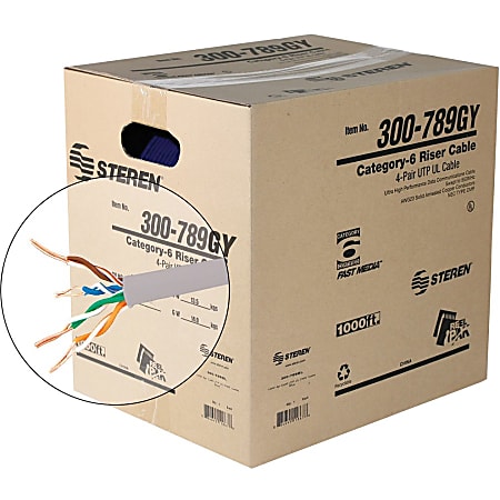 Steren Cat.6 UTP Network Cable - 1000 ft Category 6 Network Cable for Network Device - Bare Wire - Bare Wire - Gray