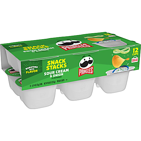 Pringles Potato Crisps Sour Cream & Onion Chips Snack Stacks, .74 Oz, 12 Snack Stacks, 4 Packs of 12
