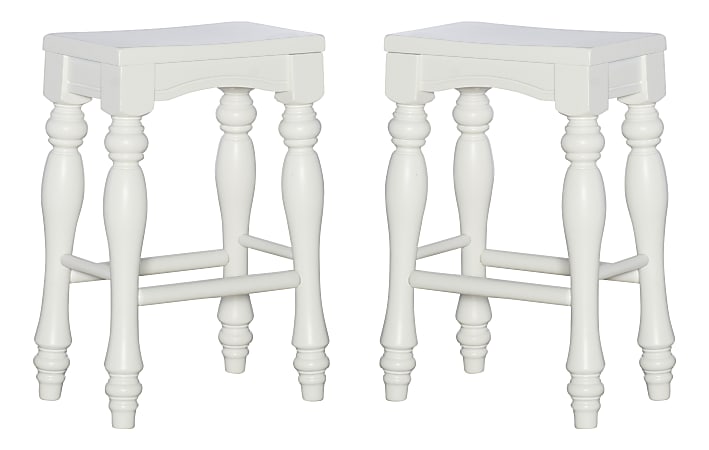 Powell Zerner Backless Counter Stools, White, Set Of 2 Stools